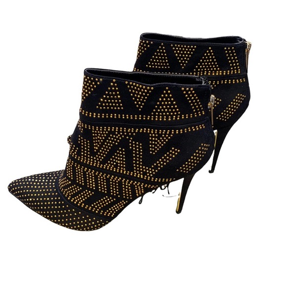 THALIA SODI Alejandra Gold Studded Ankle Booties 8.5 - Picture 2 of 10